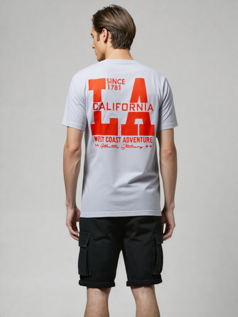 H&M Los Angeles T-Shirt With Backprint Drop Shoulder