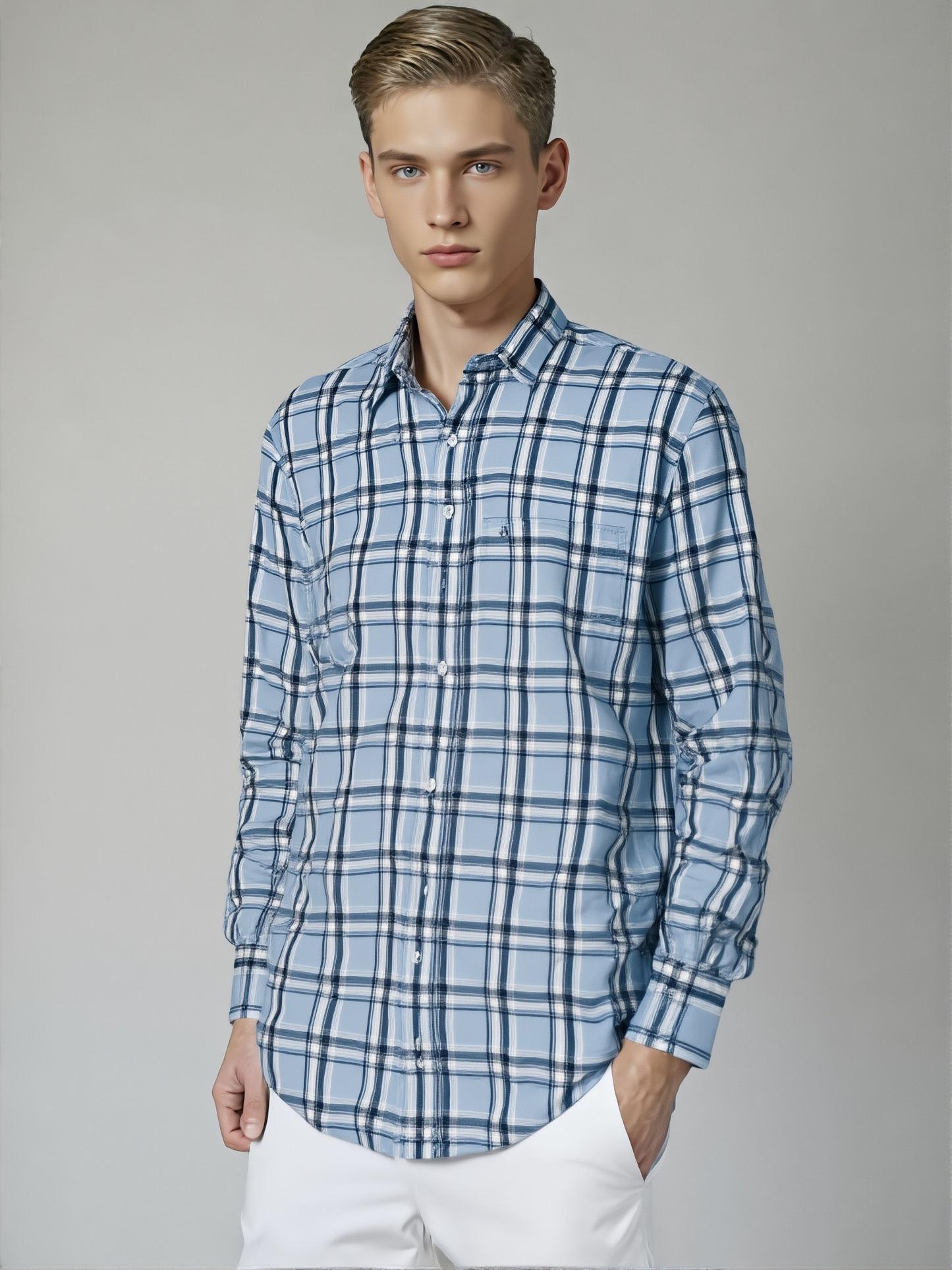 TruHackers Blue Check Full Sleeve Shirt