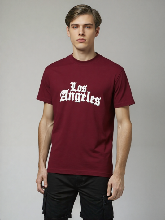 H&M Los Angeles T-Shirt  White Backprint Drop Shoulder