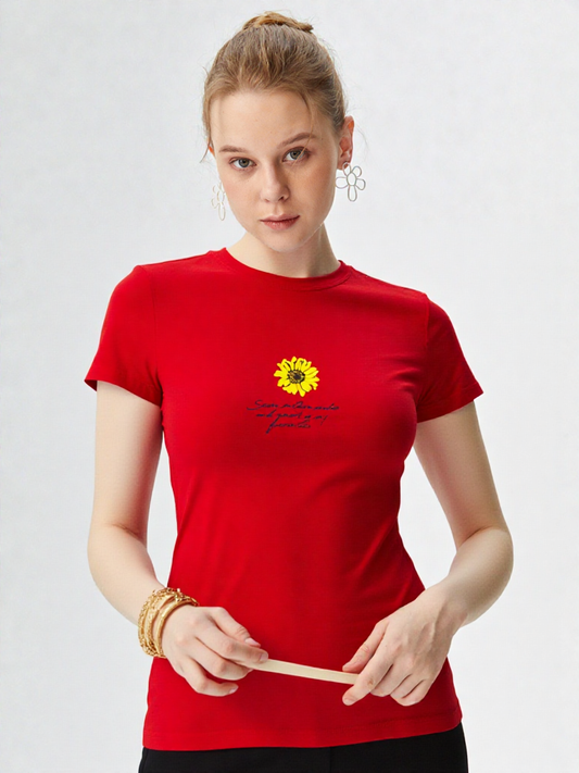 MODE Women Red T-Shirt