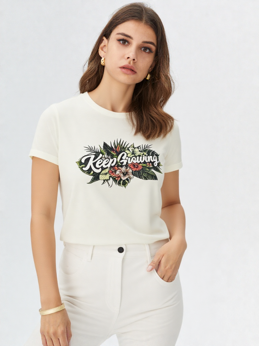 MODE Women Cream T-Shirt