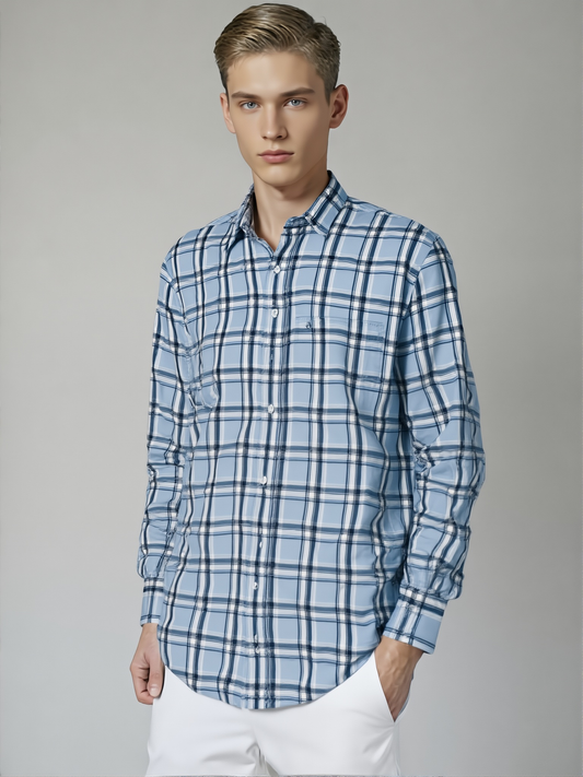 TruHackers Blue Check Full Sleeve Shirt